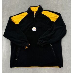 Vintage Pittsburgh Steelers Reversible Fleece Pullover Jacket Black Yellow XL